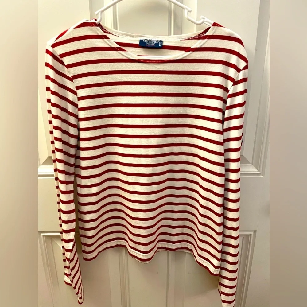 SAINT JAMES Authentic Breton Long Sleeves T-Shirt - Red&White M doen KULE style - Picture 4 of 12